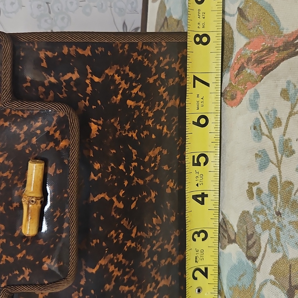 Chic Brown Patterned Satchel with Bamboo Handle - Picture 7 of 11